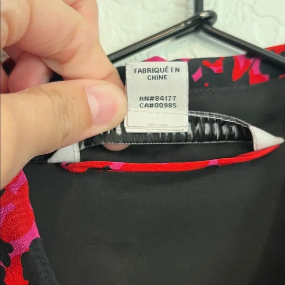 Diane Von Furstenberg Button Front Red Pink Black Shirt Dress - Picture 6 of 7